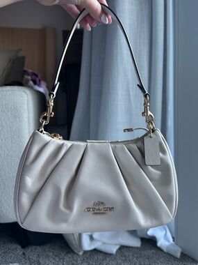 Coach Teri Shoulder Bag with ruching CHALK WHITE
